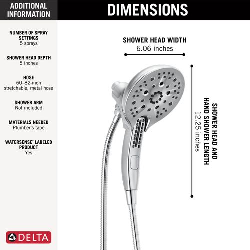 Main product image of H2Okinetic In2ition 5-Setting 2-in-1 Shower, 1.75 GPM (Lumicoat Chrome), 58620-PR-PK