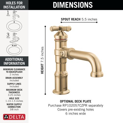 Main product image of Broderick Single Handle Bathroom Faucet, 1.2 GPM (Lumicoat Champagne Bronze), 587-CZ-PR-DST