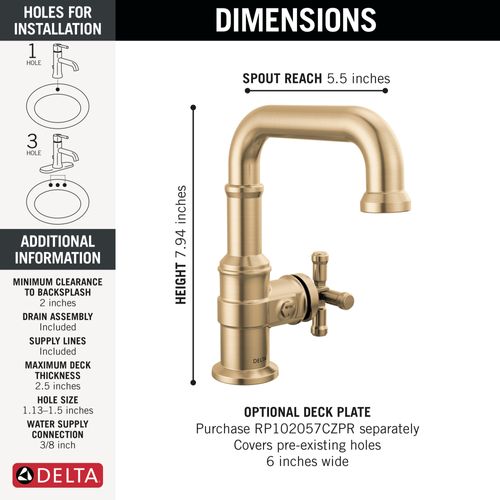 Main product image of Broderick Single Handle Bathroom Faucet, 1.2 GPM (Lumicoat Champagne Bronze), 587SH-CZ-PR-DST