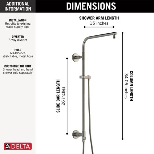 Main product image of Emerge 26" Round Shower Column (Lumicoat Stainless), 58820-SS-PR