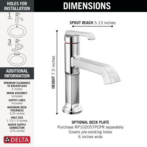 Main product image of Tetra Single Handle Bathroom Faucet, 1.2 GPM (Lumicoat Chrome), 589-PR-DST