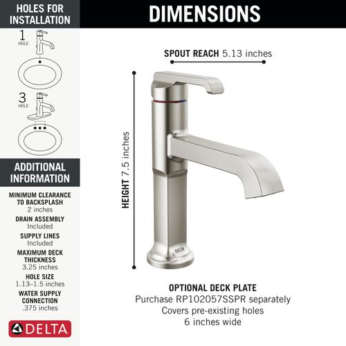 Main product image of Tetra Single Handle Bathroom Faucet, 1.2 GPM (Lumicoat Stainless), 589-SS-PR-DST