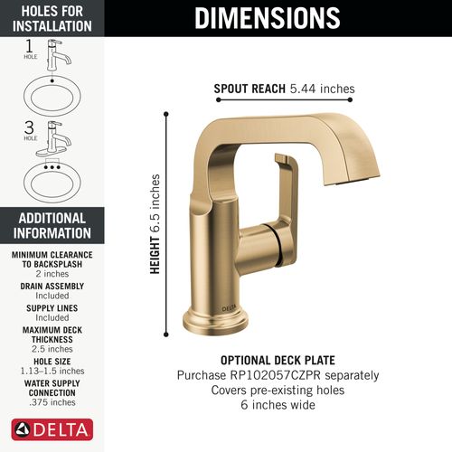 Main product image of Tetra Single Handle Bathroom Faucet, 1.2 GPM (Lumicoat Champagne Bronze), 589SH-CZ-PR-DST