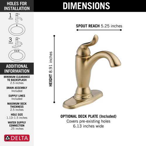 Main product image of Linden Single Handle Bathroom Faucet (Champagne Bronze), 594-CZMPU-DST