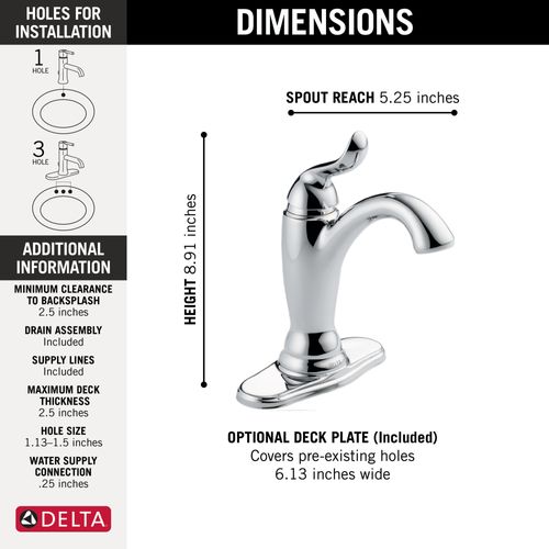 Main product image of Linden Single Handle Bathroom Faucet (Chrome), 594-MPU-DST
