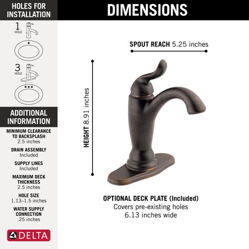 Main product image of Linden Single Handle Bathroom Faucet (Venetian Bronze), 594-RBMPU-DST