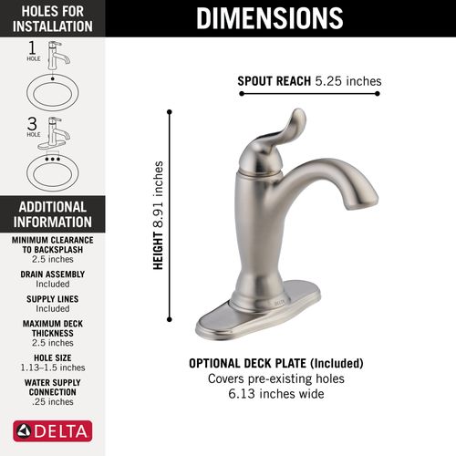 Main product image of Linden Single Handle Bathroom Faucet (Stainless), 594-SSMPU-DST