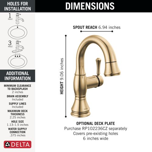 Main product image of Cassidy Single Handle Pull Down Bathroom Faucet, 1.2 GPM (Champagne Bronze), 597-CZPD-DST