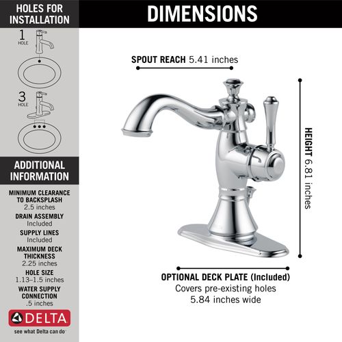 Main product image of Cassidy Single Handle Bathroom Faucet (Chrome), 597LF-MPU