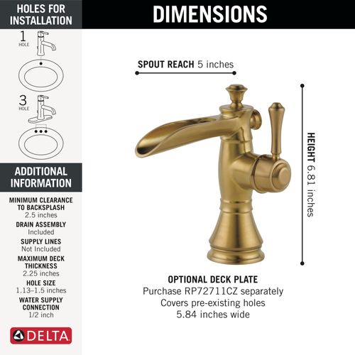 Main product image of Cassidy Single Handle Channel Bathroom Faucet (Champagne Bronze), 598LF-CZMPU