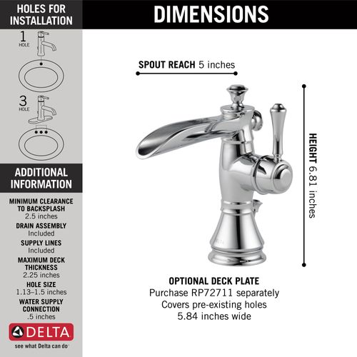 Main product image of Cassidy Single Handle Channel Bathroom Faucet (Chrome), 598LF-MPU