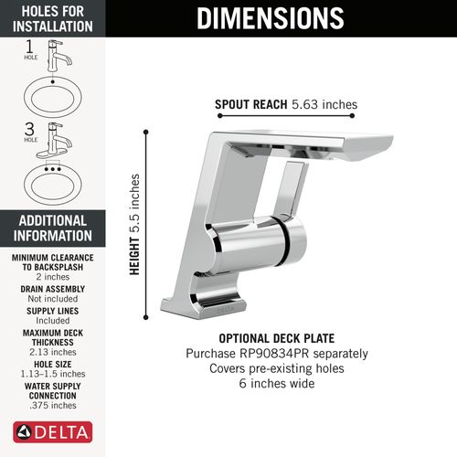 Main product image of Pivotal Single Handle Bathroom Faucet, 599-PR-LPU-DST (Chrome)