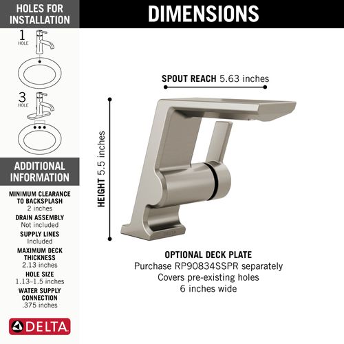 Main product image of Pivotal Single Handle Bathroom Faucet (Lumicoat Stainless), 599-SS-PR-LPU-DST