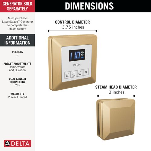 Main product image of Square Steam Package (Lumicoat Champagne Bronze), 5CH-250T-CZ-PR