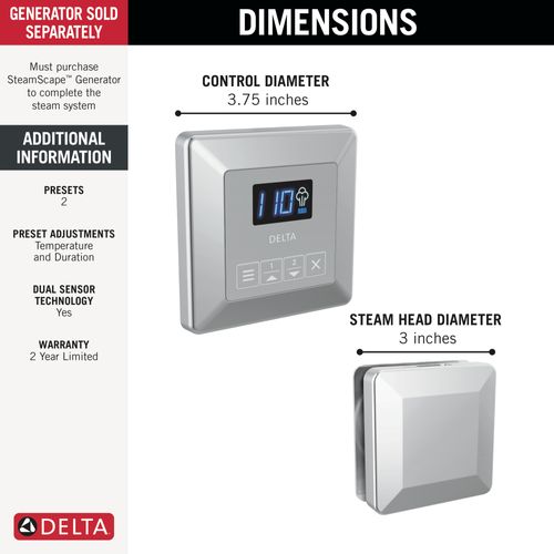 Main product image of Square Steam Package (Lumicoat Chrome), 5CH-250T-PR