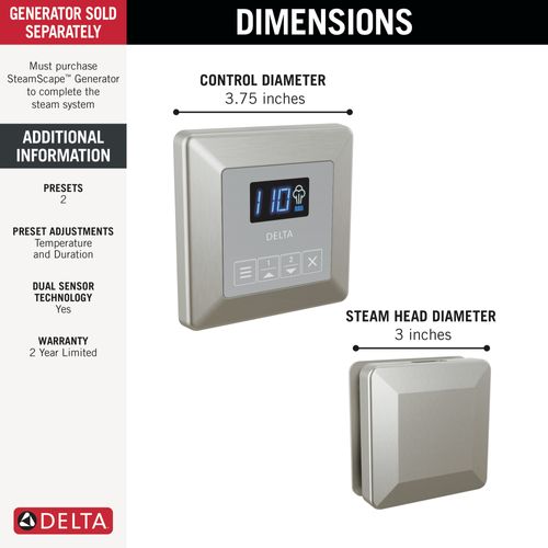Main product image of Square Steam Package (Lumicoat Stainless), 5CH-250T-SS-PR
