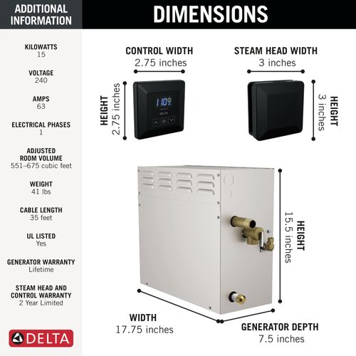 Main product image of SimpleSteam Kit - 15kW (Matte Black), 5P-EST15-BL