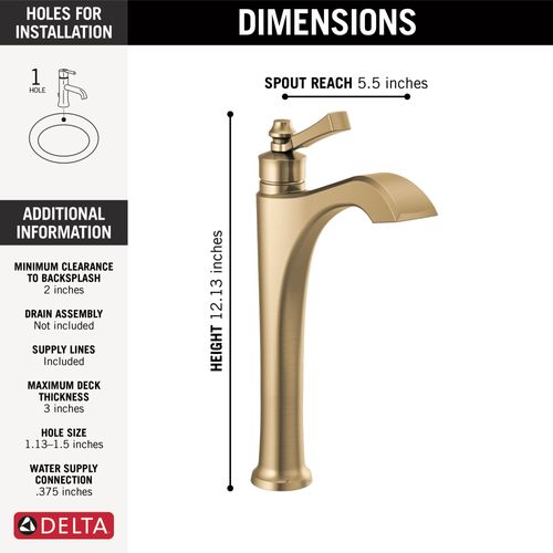 Main product image of Dorval Single Handle Vessel Bathroom Faucet, 1.2 GPM (Champagne Bronze), 756-CZ-DST