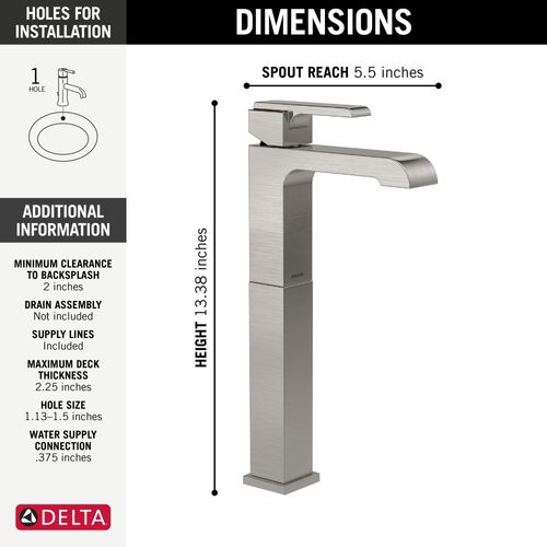Main product image of Ara Single Handle Vessel Bathroom Faucet (Stainless), 767LF-SS
