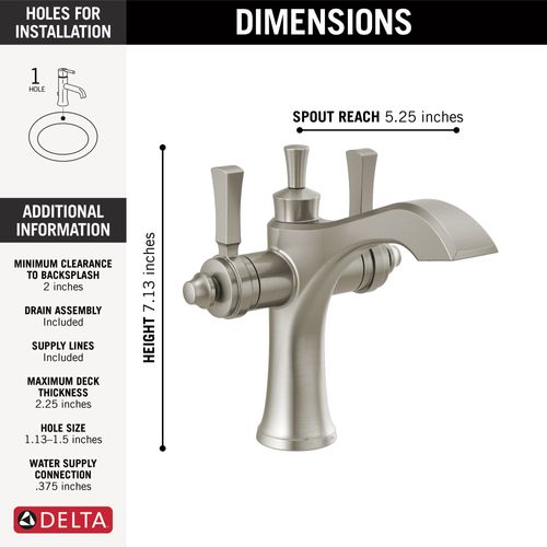 Main product image of Dorval 2 Handle Single Hole Monoblock Bathroom Faucet (Stainless), 856-SS-DST
