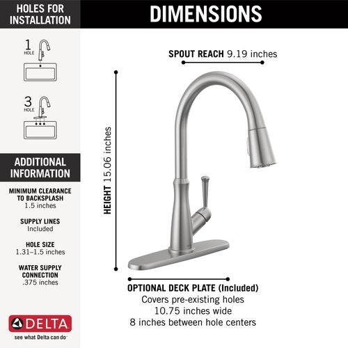 Main product image of Westville Single Handle Pulldown Kitchen Faucet (Arctic Stainless)