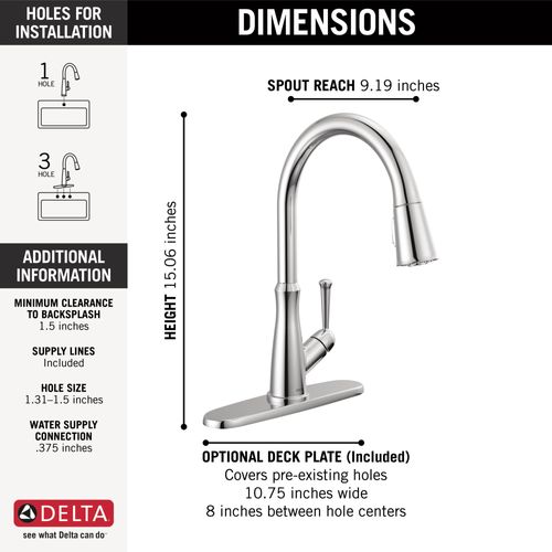 Main product image of Westville Single Handle Pull-Down Kitchen Faucet, 9110-DST (Chrome)