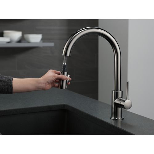 Main product image of Trinsic Single Handle Pull-Down Faucet, w/ Limited Swivel, 1.8 GPM (Black Stainless), 9159-KSLS-DST