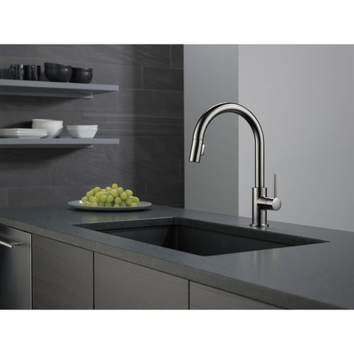 Main product image of Trinsic Single Handle Pull-Down Faucet, w/ Limited Swivel, 1.8 GPM (Black Stainless), 9159-KSLS-DST