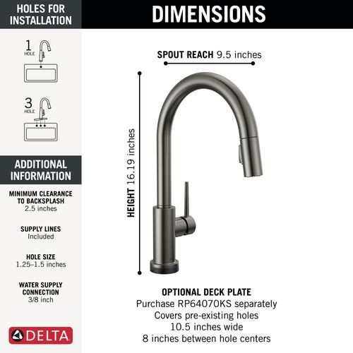 Main product image of Trinsic VoiceIQ Single-Handle Pulldown Kitchen Faucet w/ Touch2O Technology (Black Stainless), 9159TV-KS-DST