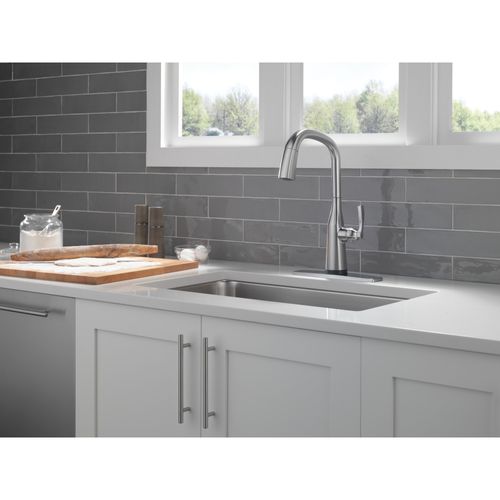 Main product image of Stryke Single Handle Pull Down Kitchen Faucet with Touch 2O Technology, 1.8 GPM (Lumicoat Arctic Stainless), 9176T-AR-PR-DST