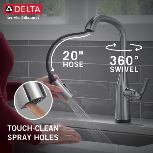 Main product image of Stryke Single Handle Pull Down Kitchen Faucet with Touch 2O Technology, 1.8 GPM (Lumicoat Arctic Stainless), 9176T-AR-PR-DST