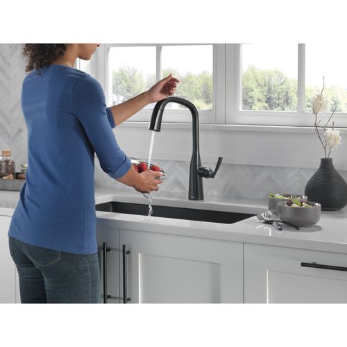 Main product image of Stryke Single Handle Pull Down Kitchen Faucet with Touch 2O Technology, 1.8 GPM (Matte Black), 9176T-BL-DST