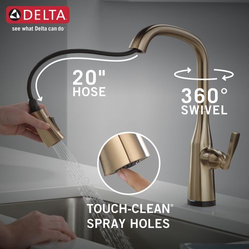 Main product image of Stryke Touch2O Pull-Down Kitchen Faucet 1L w/ Voice, 1.8 GPM (Lumicoat Champagne Bronze), 9176TV-CZ-PR-DST