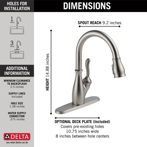 Main product image of Leland Single Handle Pulldown Kitchen Faucet w/ ShieldSpray Technology (Spotshield Stainless)