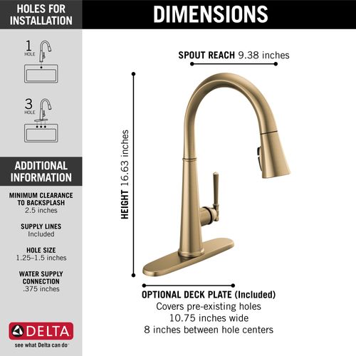 Main product image of Emmeline Single Handle Pull Down Kitchen Faucet (Lumicoat Champagne Bronze), 9182-CZ-PR-DST