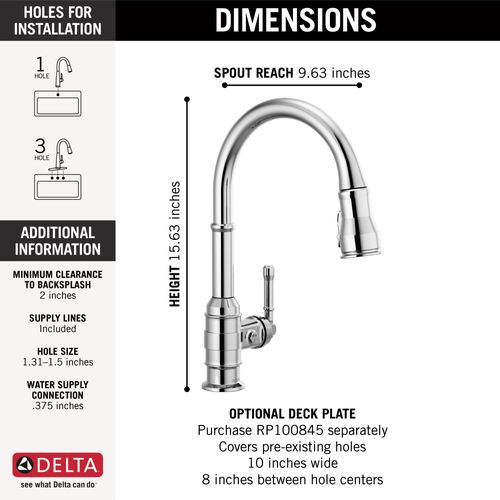Main product image of Broderick 1-Handle Pull-Down Kitchen Faucet (Chrome), 9190-DST