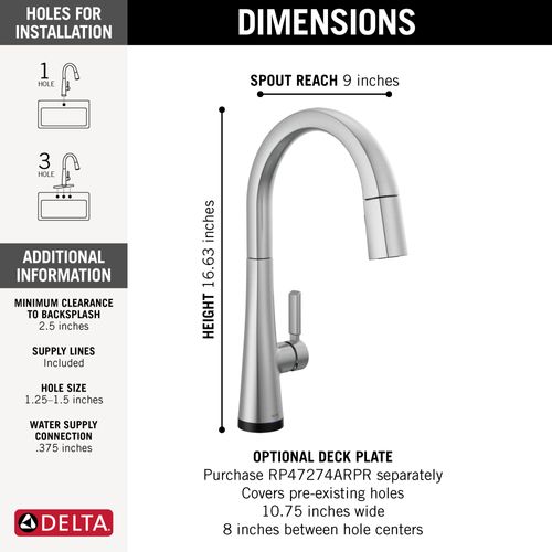 Main product image of Monrovia Single Handle Pulldown Kitchen Faucet w/ Touch2O Technology (Lumicoat Arctic Stainless), 9191T-AR-PR-DST
