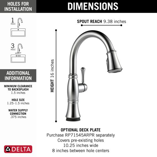 Main product image of Cassidy Single Handle Pulldown Kitchen Faucet w/ Touch20, ShieldSpray Technologies (Lumicoat Arctic Stainless), 9197T-AR-PR-DST