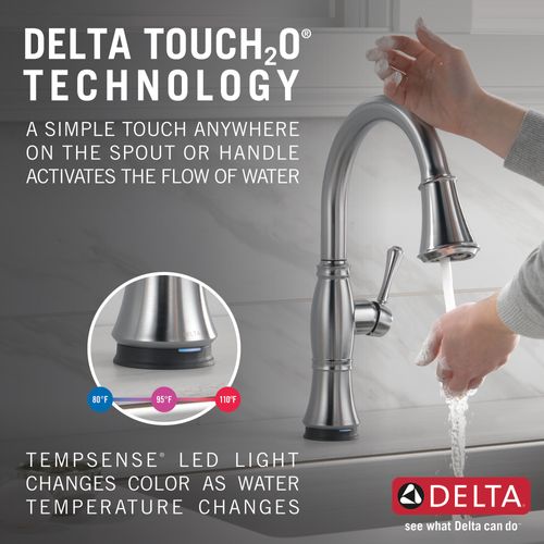 Main product image of Cassidy Single Handle Pulldown Kitchen Faucet w/ Touch20, ShieldSpray Technologies (Lumicoat Arctic Stainless), 9197T-AR-PR-DST
