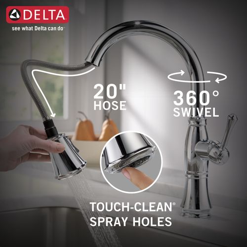 Main product image of Cassidy Single Handle Pulldown Kitchen Faucet w/ Touch20, ShieldSpray Technologies (Lumicoat Chrome), 9197T-PR-DST