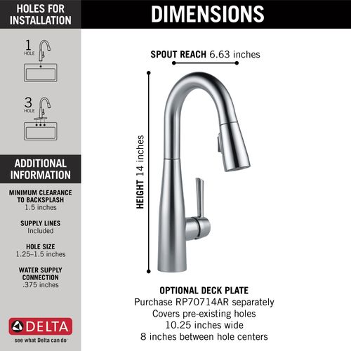 Main product image of Essa Single Handle Pulldown Bar/Prep Faucet (Arctic Stainless), 9913-AR-DST