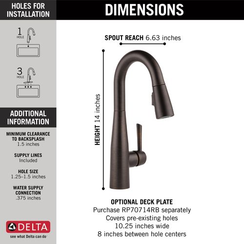 Main product image of Essa Single Handle Pulldown Bar/Prep Faucet (Venetian Bronze), 9913-RB-DST