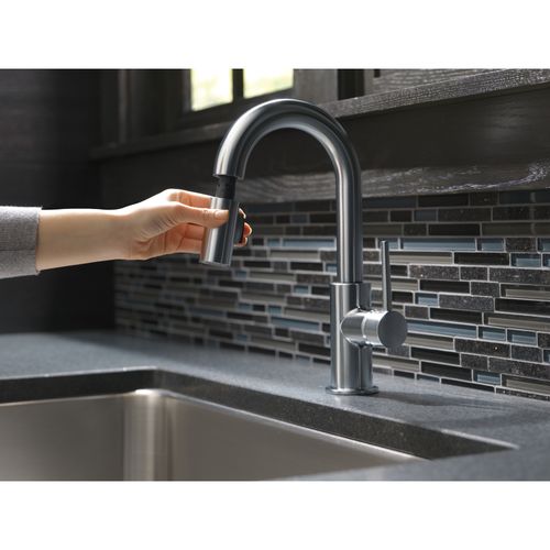 Main product image of Trinsic Single Handle Pull-Down Bar/Prep Faucet, w/ Limited Swivel, 1.8 GPM (Arctic Stainless), 9959-ARLS-DST