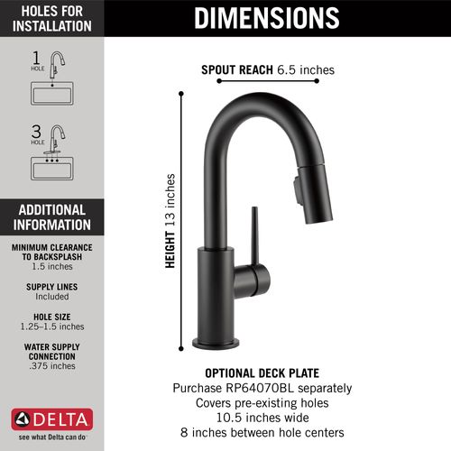 9959-BL-DST - Delta 9959-BL-DST - Trinsic Single Handle Pulldown Bar ...