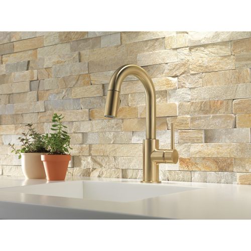 Main product image of Trinsic Single Handle Pull-Down Bar/Prep Faucet, w/ Limited Swivel, 1.8 GPM (Champagne Bronze), 9959-CZLS-DST