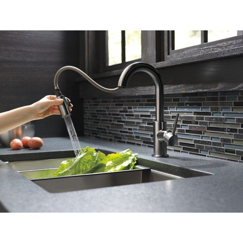 Main product image of Trinsic Single Handle Pull-Down Bar/Prep Faucet, w/ Limited Swivel, 1.8 GPM (Black Stainless), 9959-KSLS-DST