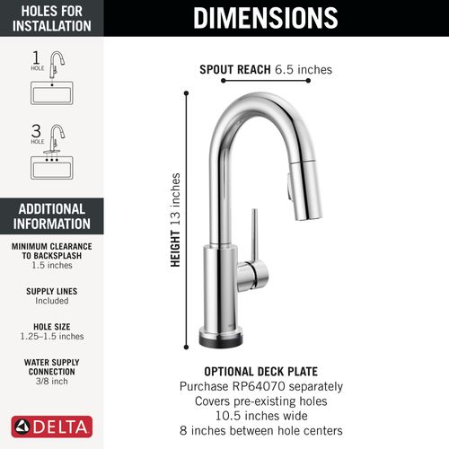 9959T-DST - Delta 9959T-DST - Trinsic Single Handle Pulldown Bar/Prep ...