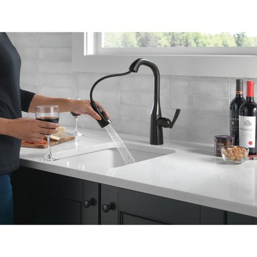 Main product image of Stryke Single Handle Pull-Down Bar/Prep Faucet, 1.8 GPM (Matte Black), 9976-BL-DST