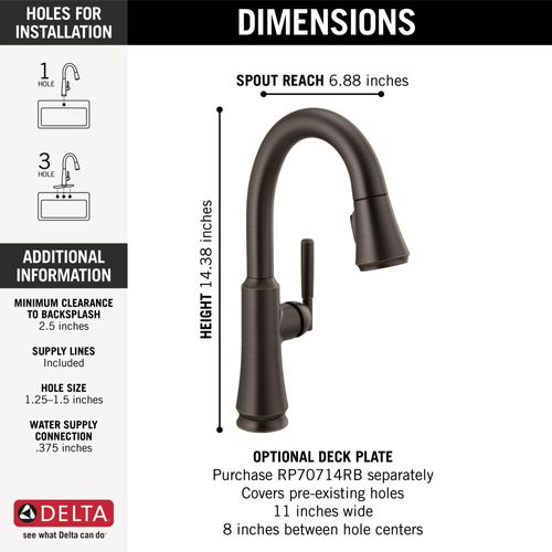 9979-RB-DST - Delta 9979-RB-DST - Coranto Single Handle Pull Down Bar ...