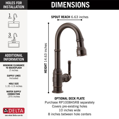 Main product image of Broderick 1-Handle Pull-Down Bar/Prep Faucet (Venetian Bronze), 9990-RB-DST
